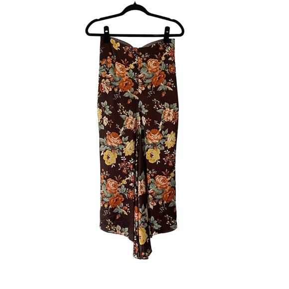 Veronica Beard Pixie Floral Print Skirt Oxblood Multi Silk Ruched Midi Size S 4 - Picture 5 of 13